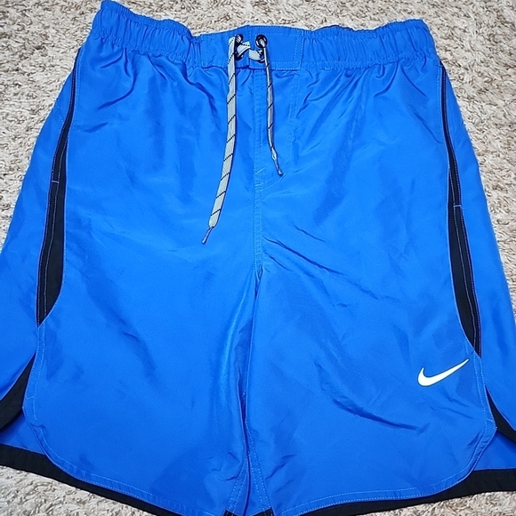 Nike Swim Trunks Mens Medium Blue Black White Shorts 717384-425 - Picture 1 of 6